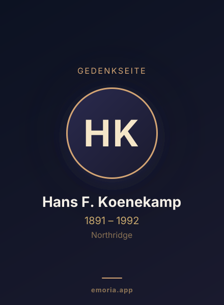Gedenkportrait von Hans F. Koenekamp