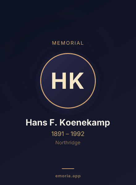 Memorial portrait of Hans F. Koenekamp