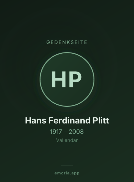 Gedenkportrait von Hans Ferdinand Plitt