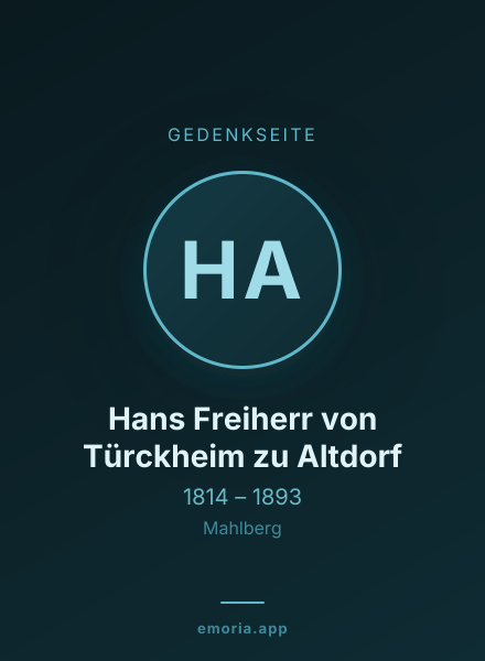 Gedenkportrait von Hans Freiherr von Türckheim zu Altdorf