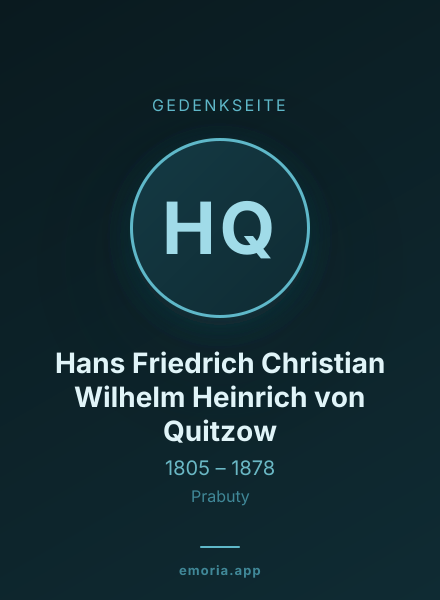 Gedenkportrait von Hans Friedrich Christian Wilhelm Heinrich von Quitzow
