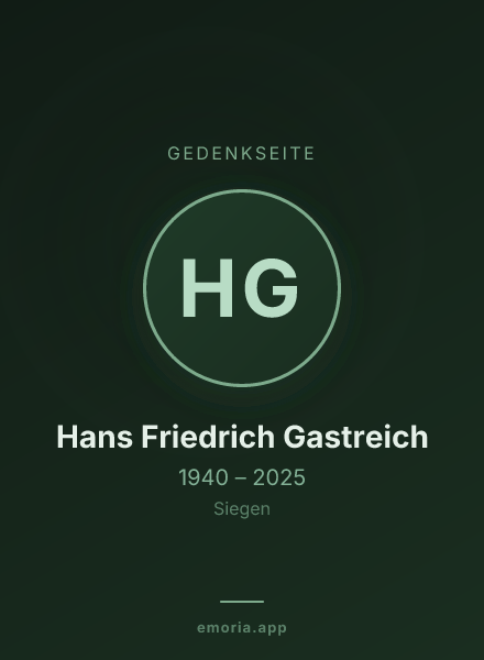 Gedenkportrait von Hans Friedrich Gastreich