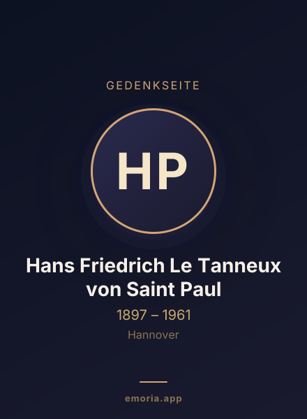 Gedenkportrait von Hans Friedrich Le Tanneux von Saint Paul