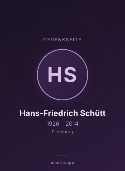 Gedenkportrait von Hans-Friedrich Schütt