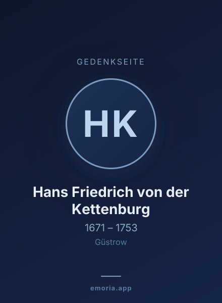 Gedenkportrait von Hans Friedrich von der Kettenburg