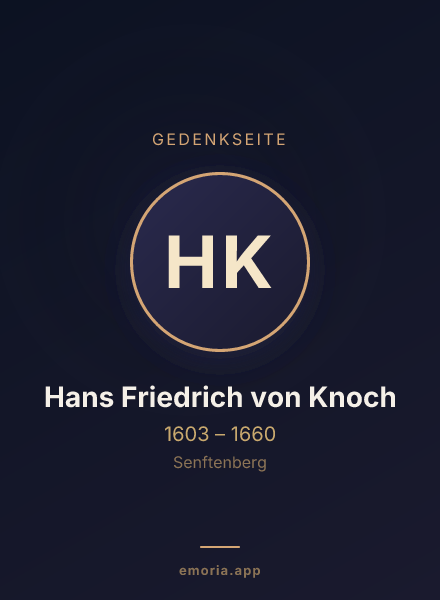 Gedenkportrait von Hans Friedrich von Knoch