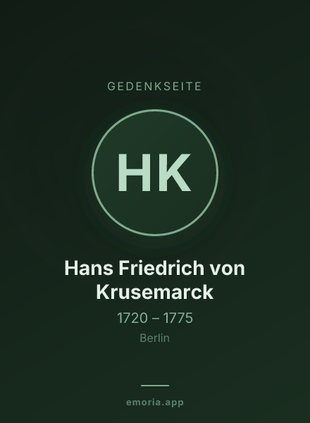 Gedenkportrait von Hans Friedrich von Krusemarck