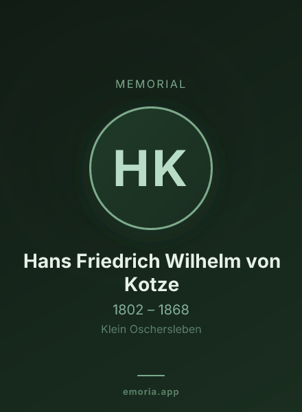 Memorial portrait of Hans Friedrich Wilhelm von Kotze