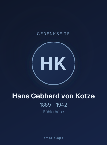Gedenkportrait von Hans Gebhard von Kotze