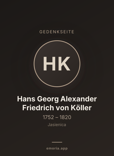 Gedenkportrait von Hans Georg Alexander Friedrich von Köller