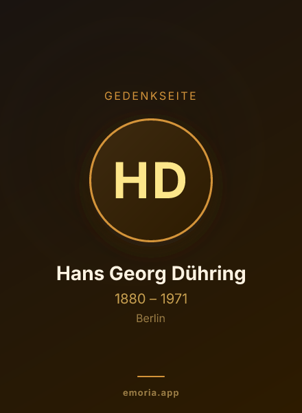Gedenkportrait von Hans Georg Dühring