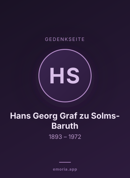 Gedenkportrait von Hans Georg Graf zu Solms-Baruth