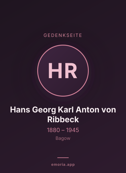 Gedenkportrait von Hans Georg Karl Anton von Ribbeck