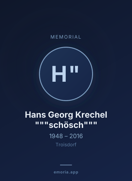 Memorial portrait of Hans Georg Krechel """schösch"""