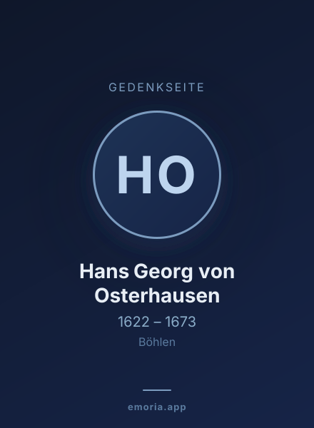 Gedenkportrait von Hans Georg von Osterhausen