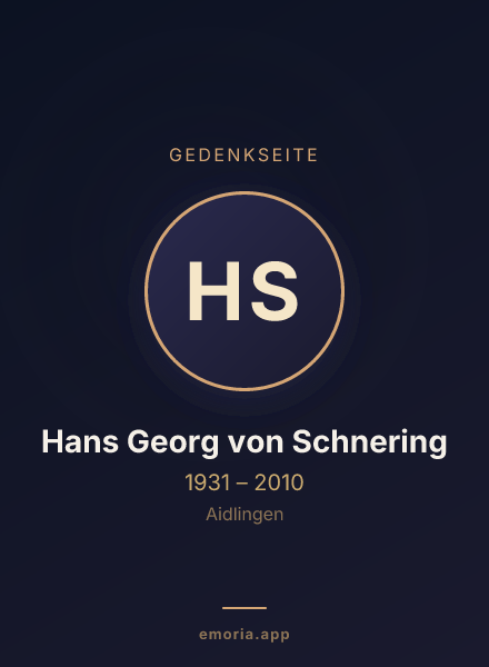 Gedenkportrait von Hans Georg von Schnering