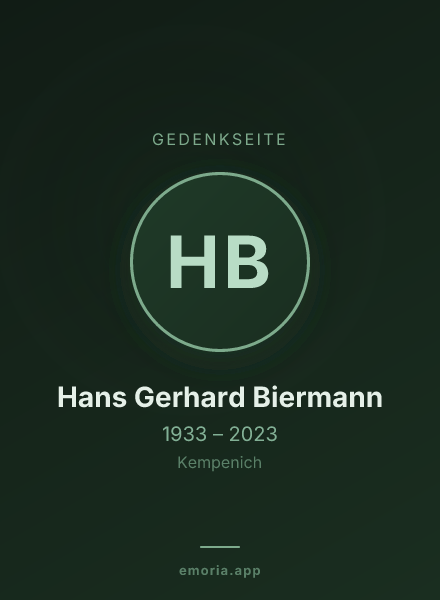 Gedenkportrait von Hans Gerhard Biermann