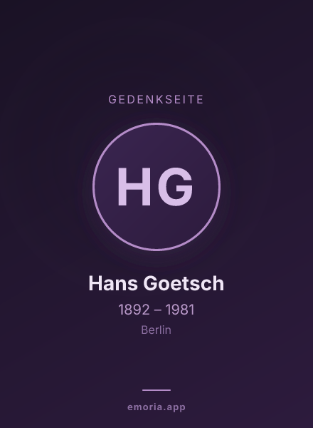Gedenkportrait von Hans Goetsch