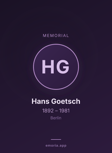 Memorial portrait of Hans Goetsch