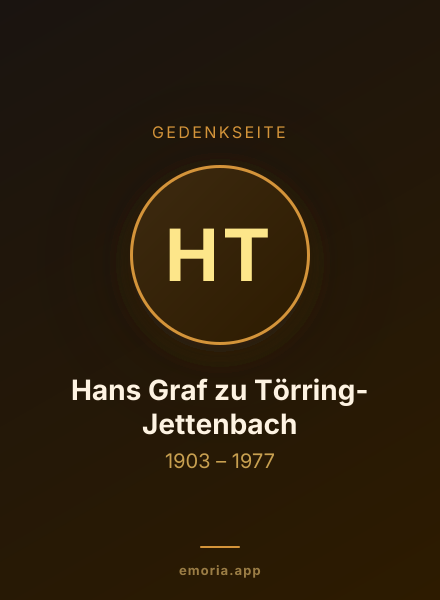Gedenkportrait von Hans Graf zu Törring-Jettenbach