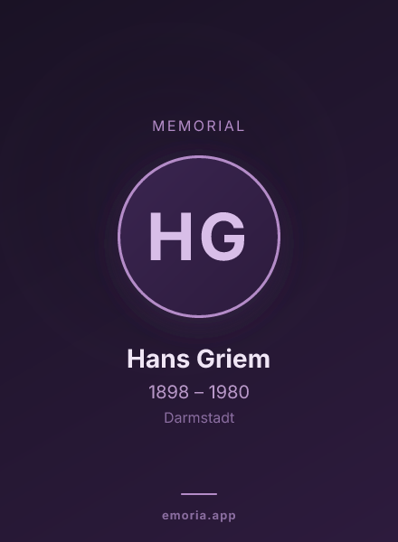 Memorial portrait of Hans Griem