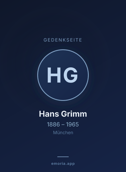Gedenkportrait von Hans Grimm