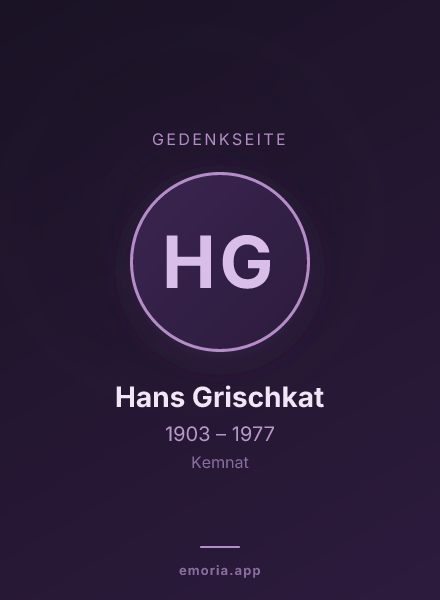 Gedenkportrait von Hans Grischkat