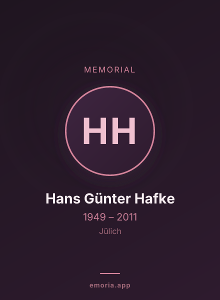 Memorial portrait of Hans Günter Hafke