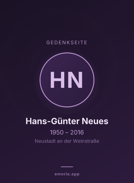 Gedenkportrait von Hans-Günter Neues