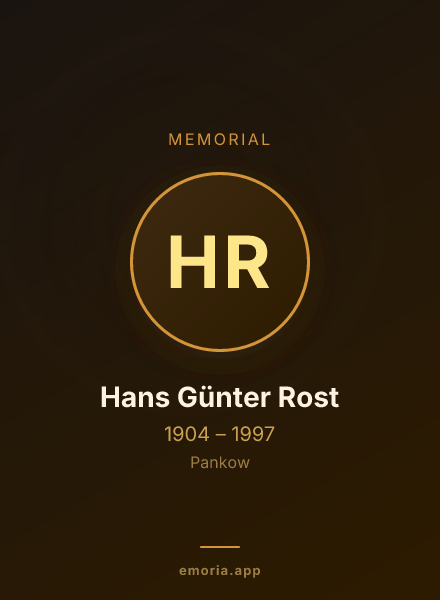 Memorial portrait of Hans Günter Rost