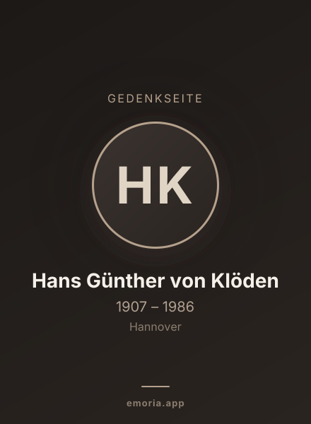 Gedenkportrait von Hans Günther von Klöden