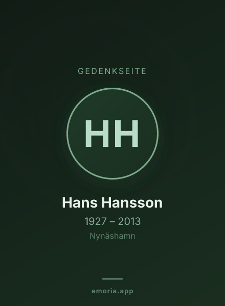 Gedenkportrait von Hans Hansson
