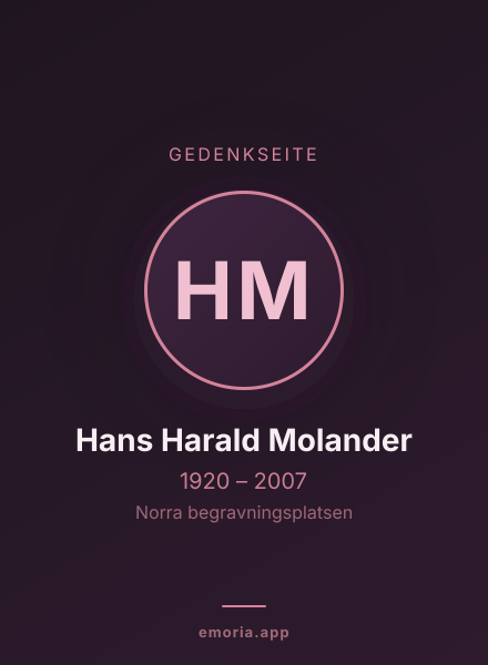 Gedenkportrait von Hans Harald Molander