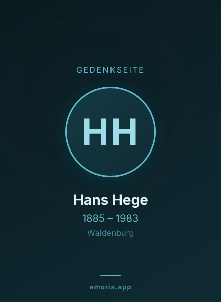 Gedenkportrait von Hans Hege