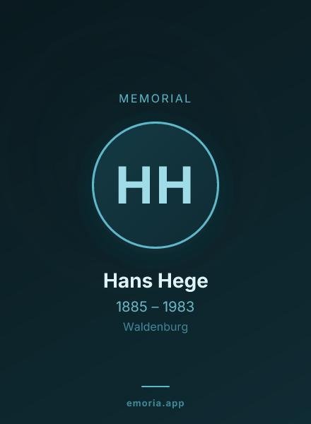 Memorial portrait of Hans Hege