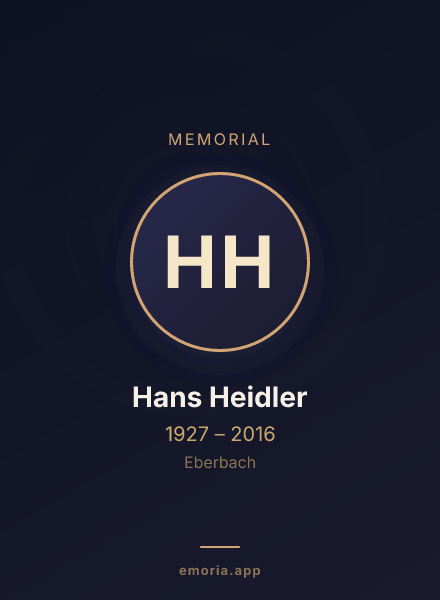 Memorial portrait of Hans Heidler