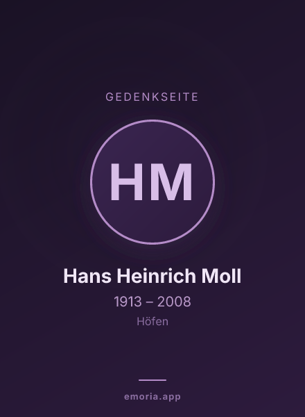 Gedenkportrait von Hans Heinrich Moll