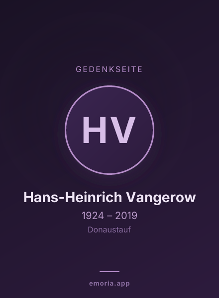 Gedenkportrait von Hans-Heinrich Vangerow