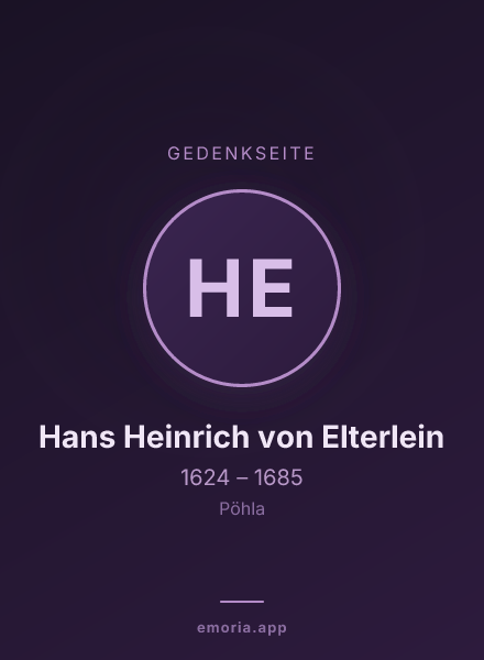 Gedenkportrait von Hans Heinrich von Elterlein