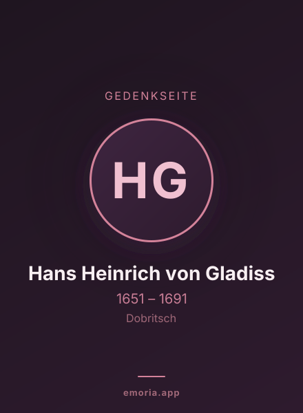 Gedenkportrait von Hans Heinrich von Gladiss