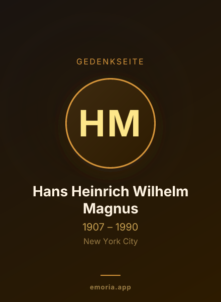 Gedenkportrait von Hans Heinrich Wilhelm Magnus