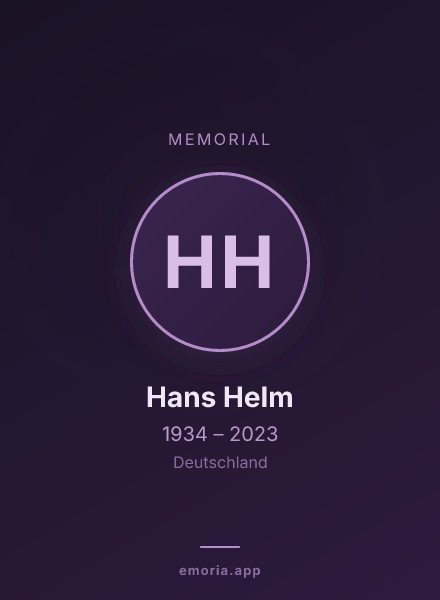 Memorial portrait of Hans Helm
