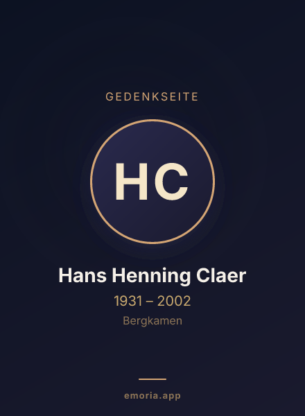 Gedenkportrait von Hans Henning Claer