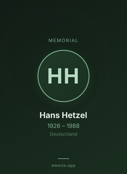 Memorial portrait of Hans Hetzel