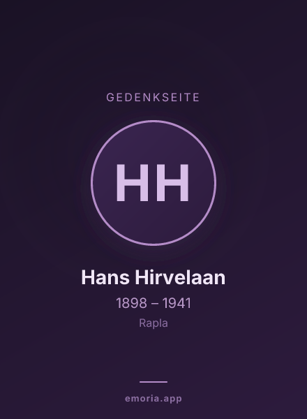 Gedenkportrait von Hans Hirvelaan