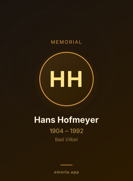 Memorial portrait of Hans Hofmeyer