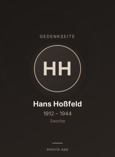 Gedenkportrait von Hans Hoßfeld