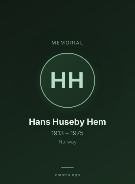 Memorial portrait of Hans Huseby Hem