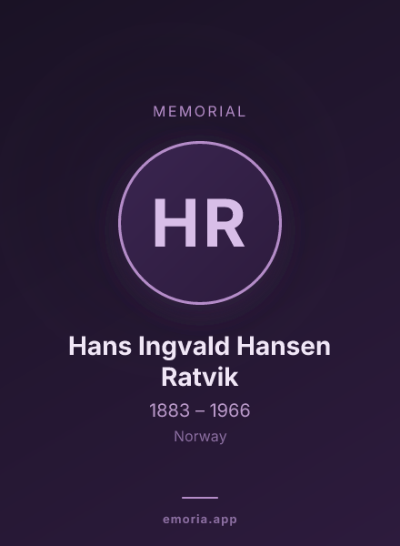 Memorial portrait of Hans Ingvald Hansen Ratvik