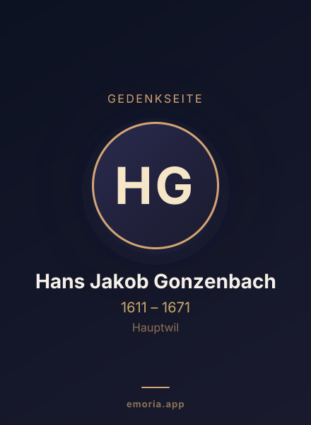 Gedenkportrait von Hans Jakob Gonzenbach